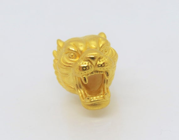 24K 9999 Pure Gold Tiger Head Vintage Charm Penda… - image 7