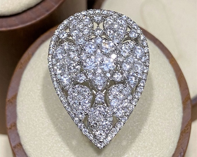 Vintage 18K White Gold 3.00ct Diamond Cluster Ring Size 6.25