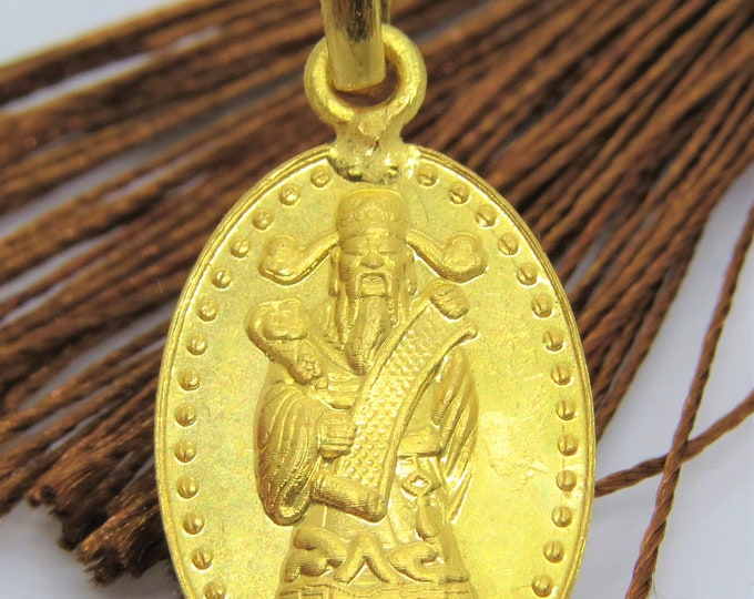 9999 Pure Gold Wishful God of Wealth Mammon Vintage Pendant