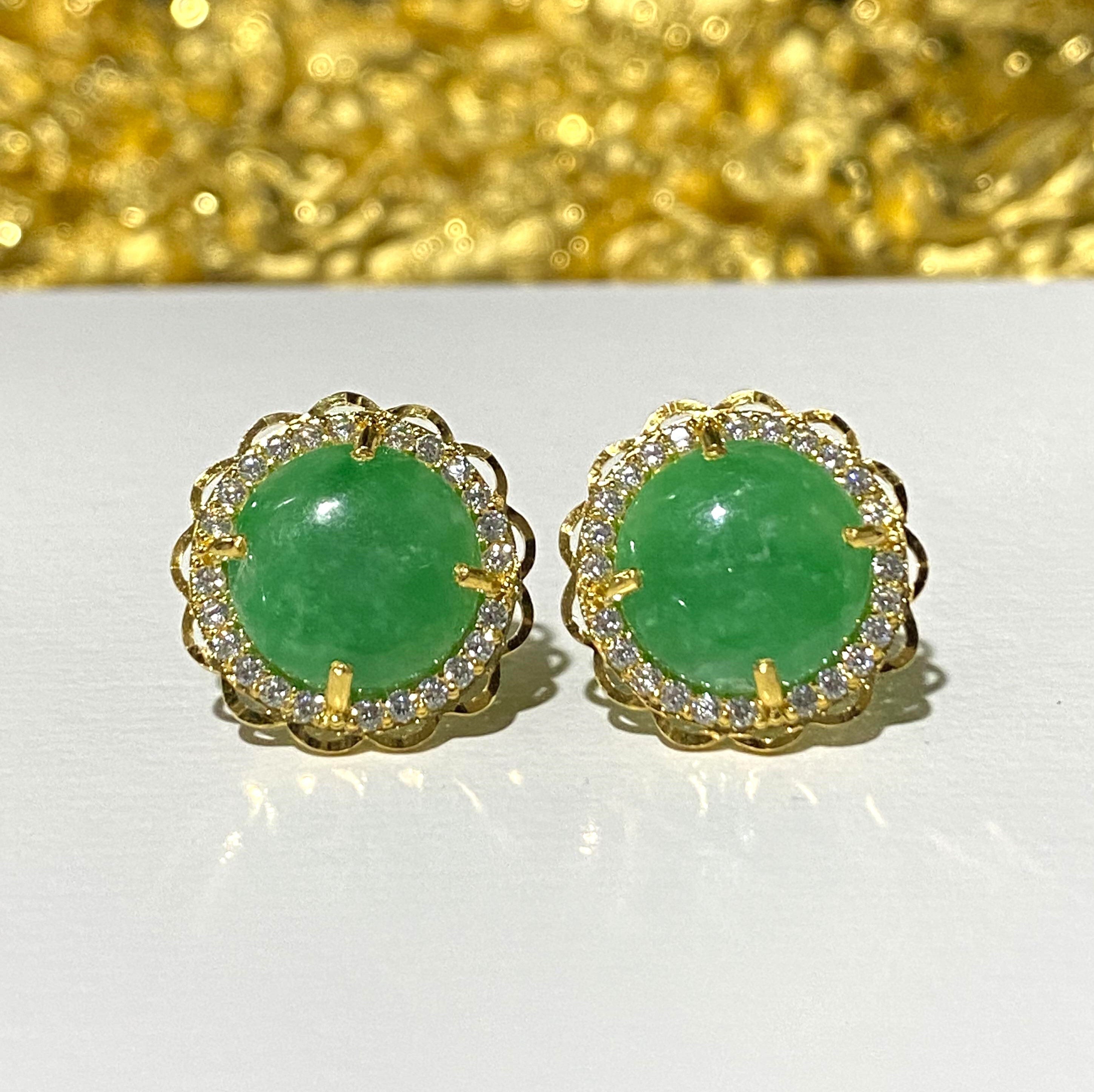 Green jade earrings gold sale