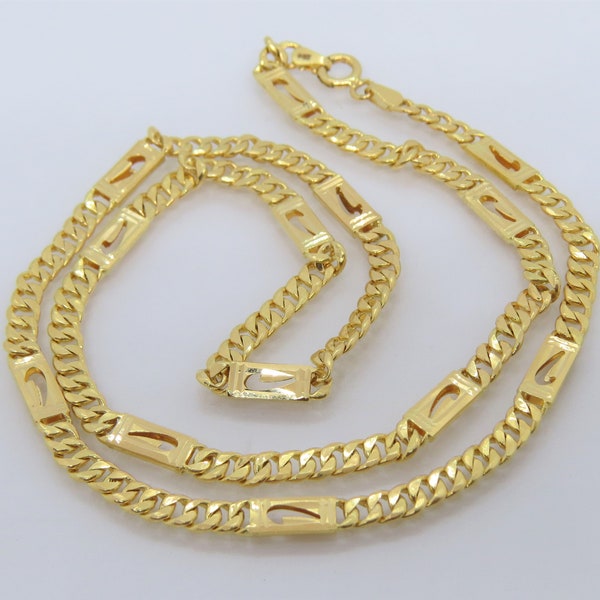 Vintage 14K Solid Yellow Gold Cuban Link Chain Necklace 18 1/2''