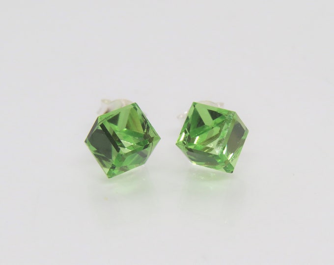 Vintage Sterling Silver Peridot Stud Earrings