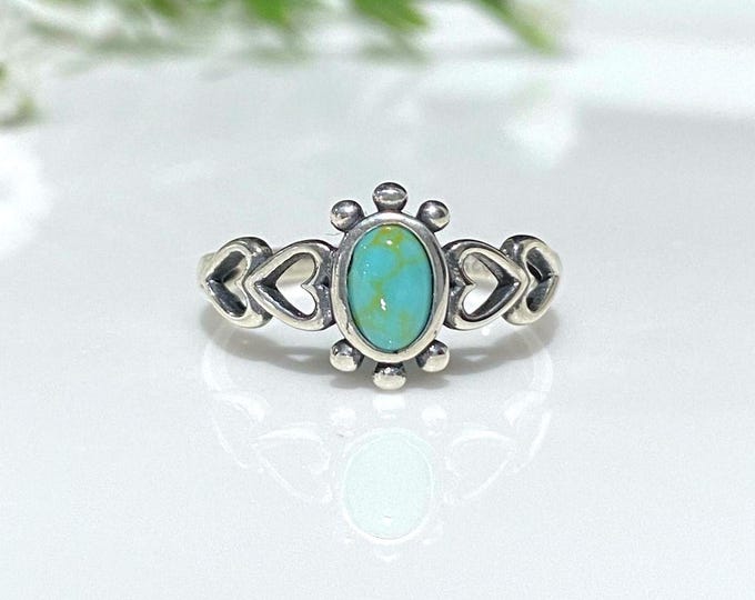 Vintage Sterling Silver Turquoise Ring Size 8
