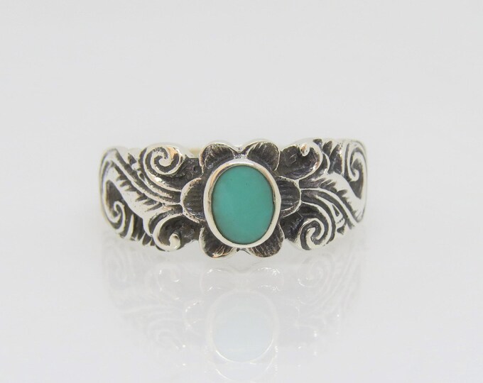 Vintage Sterling Silver Turquoise Ring Size 8