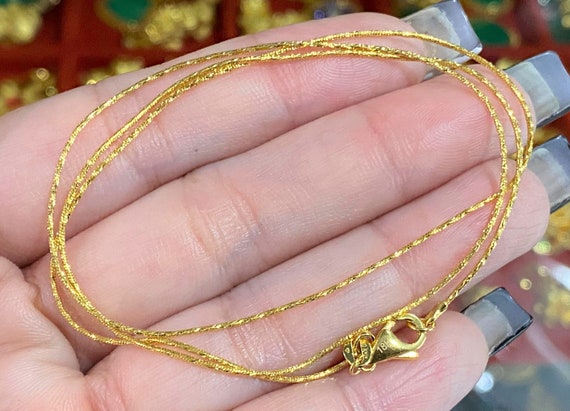 Vintage 18K Solid Yellow Gold Snake Link Chain Ne… - image 1