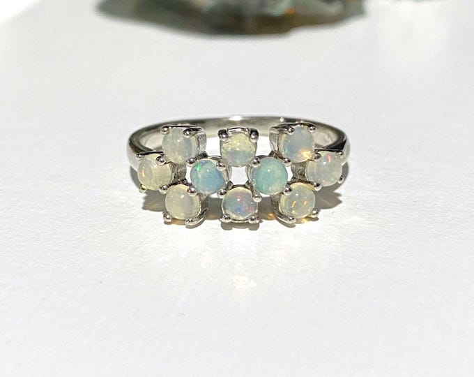 Vintage Sterling Silver Natural White Opal Ring Size 7