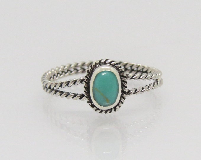 Vintage Sterling Silver Turquoise Rope Band Ring Size 7