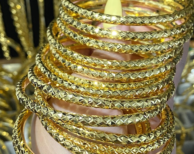 Vintage 15K 610 Yellow Gold Round Bangle Bracelet 50MM 52MM 54MM