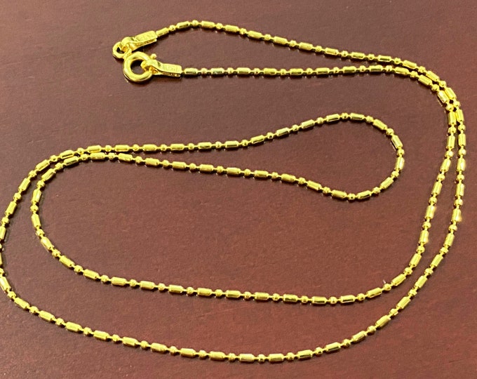 Vintage 15K Solid Yellow Gold Balls Link Chain Necklace 17 1/2''