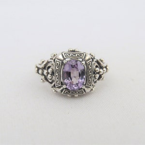 Vintage Sterling Silver Oval Alexandrite Filigree Ring Size 8