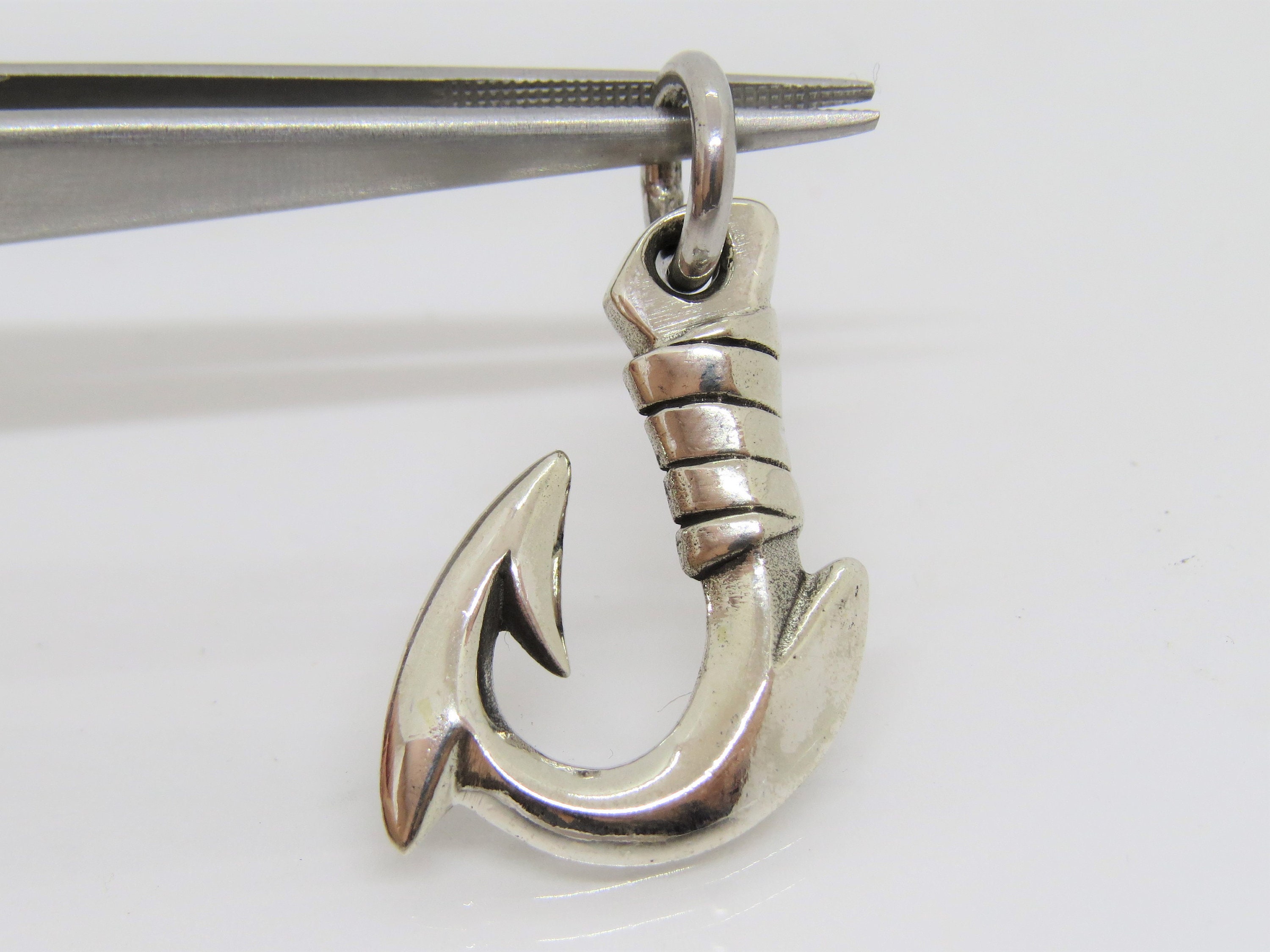 Vintage Sterling Silver Fishing Hook Pendant Etsy Canada