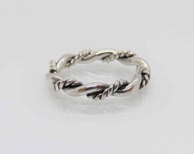 Vintage Sterling Silver Woven Weave Twist Band Ring Size 9