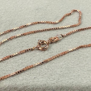 Vintage Sterling Silver 925 Rose Gold Plate Square Box Link Chain 18&#39;&#39;