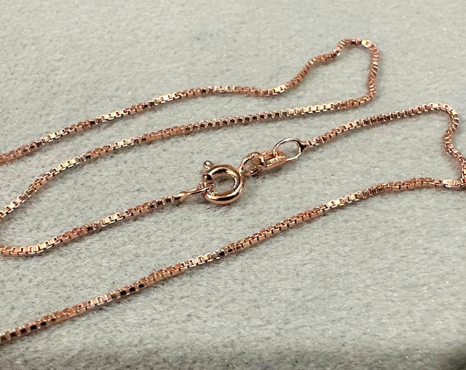 Vintage Sterling Silver 925 Rose Gold Plate Square Box Link Chain 18''