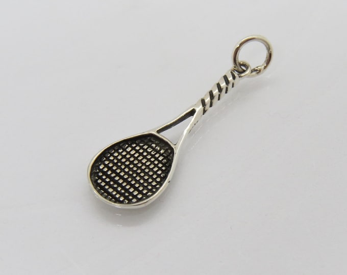 Vintage Sterling Silver Tennis Racket Charm Pendant