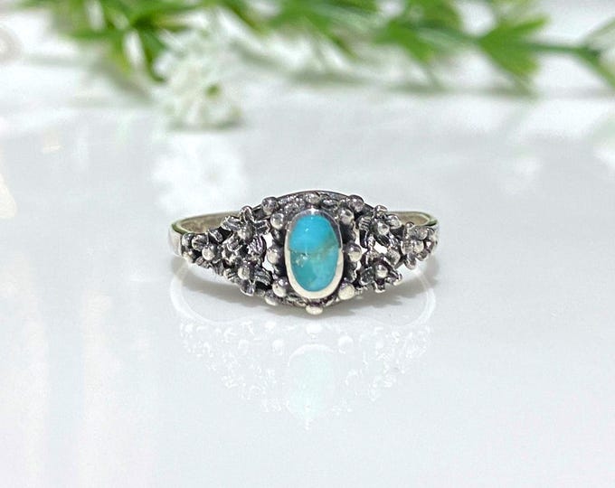 Vintage Sterling Silver Turquoise Ring Size 8
