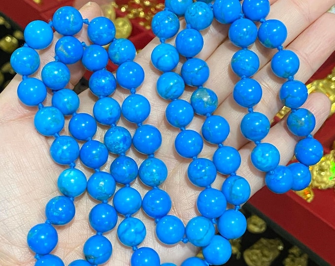 Vintage Natural Turquoise Bead Necklace 31''