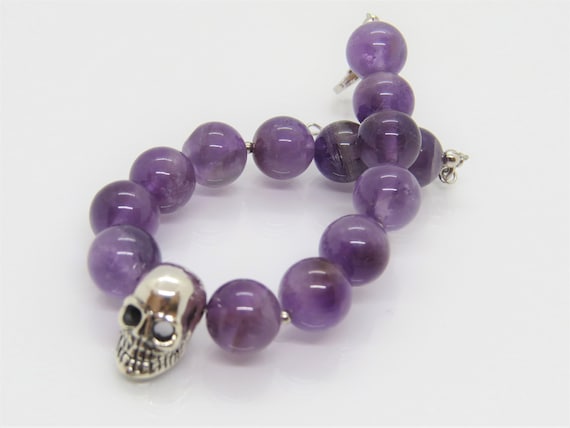 Vintage Sterling Silver Natural Amethyst Bead Sku… - image 4