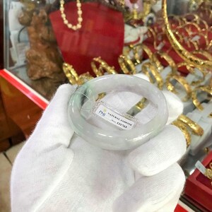 Translucent Natural Lavender , Light Green, White Jadeite Jade Vintage Bangle Bracelet 53.7MM