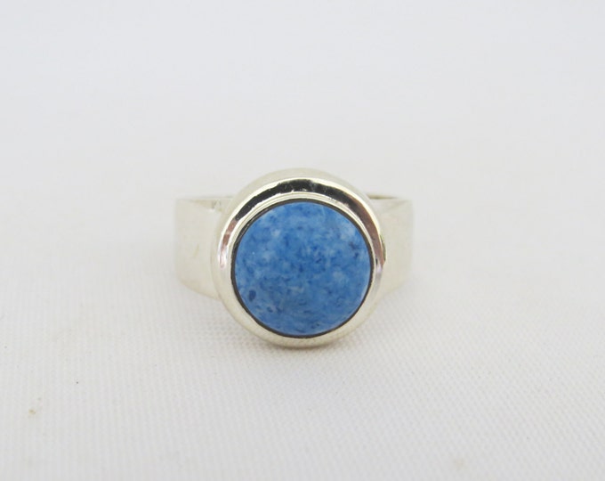 Vintage Sterling Silver Sodalite Dome Ring Size 12