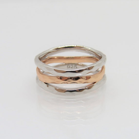 Vintage Sterling Silver Two Tone Rose Gold Plated… - image 2