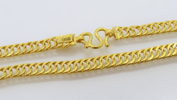 Vintage 24K 980 Solid Gold Cuban Link Chain Neckl… - image 3