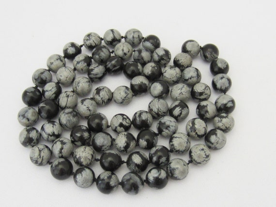Vintage Jewelry Natural Snowflake Obsidian Bead N… - image 4
