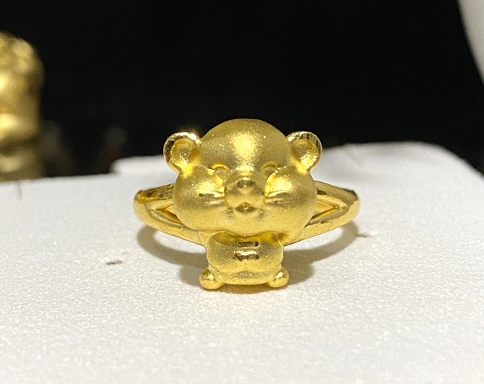 Vintage 24K 9999 Gold Rat Mouse Ring Size 6