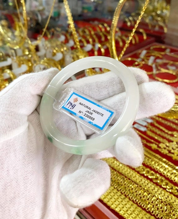 Vintage Translucent Natural Green, White Jadeite … - image 2