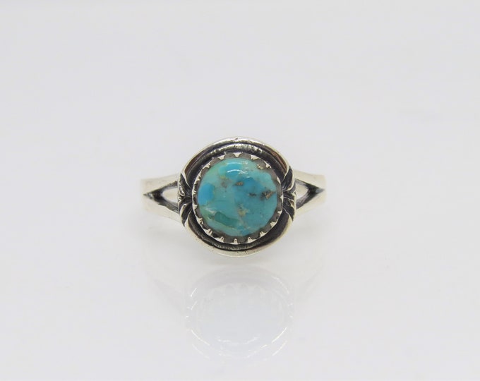 Vintage Sterling Silver Turquoise Ring Size 9