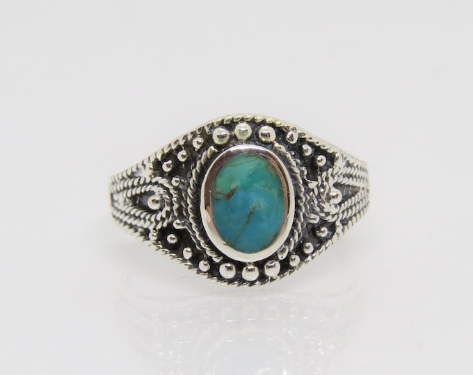 Vintage Bali Sterling Silver Turquoise Ring Size 7