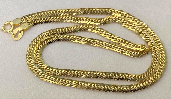 Vintage 14K Solid Yellow Gold Cuban Link Chain Ne… - image 6