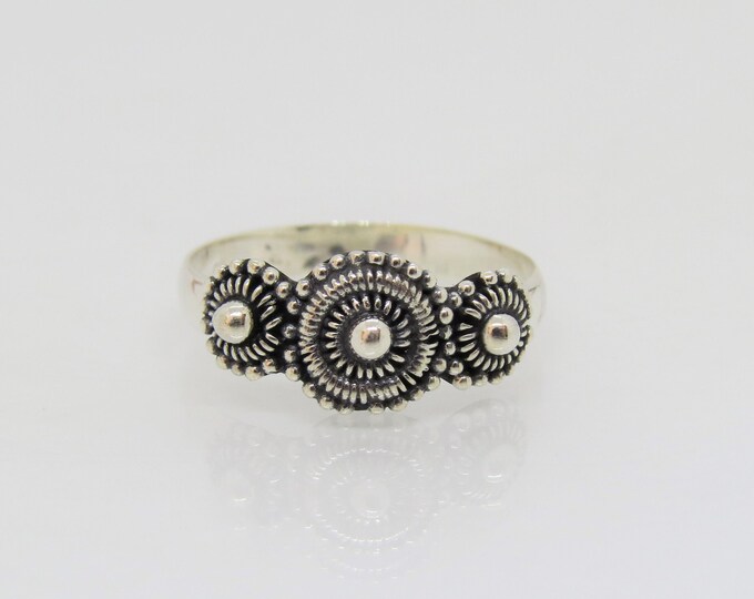 Sterling Silver Bali Dot Ring Size 6