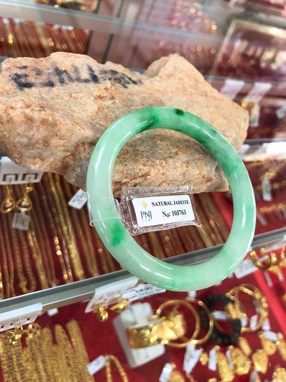 Translucent Natural Green, White Jadeite Jade Vin… - image 3