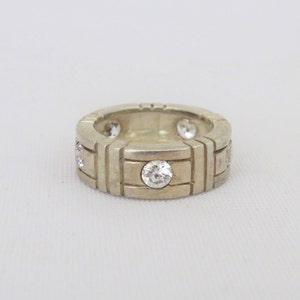 Vintage Sterling Silver White Topaz Band Ring Size 6