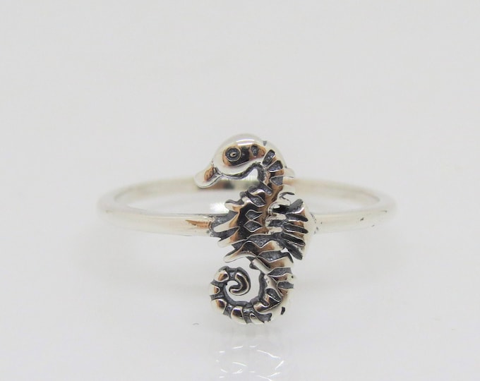 Vintage Sterling Silver Seahorse Ring Size 7