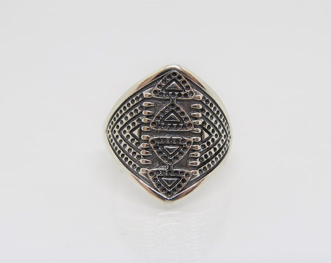 Vintage Sterling Silver Aztec Dome Ring Size 8