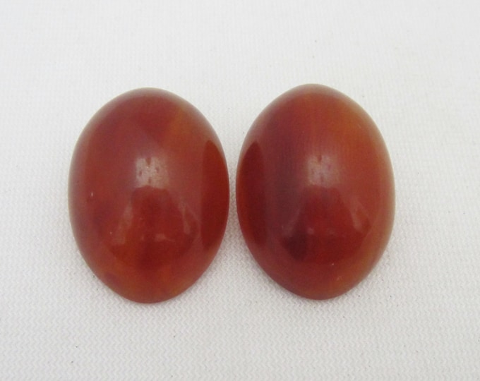 Vintage Signed Clipsor Made in France Cherry Amber Bakelite Clip on Earrings