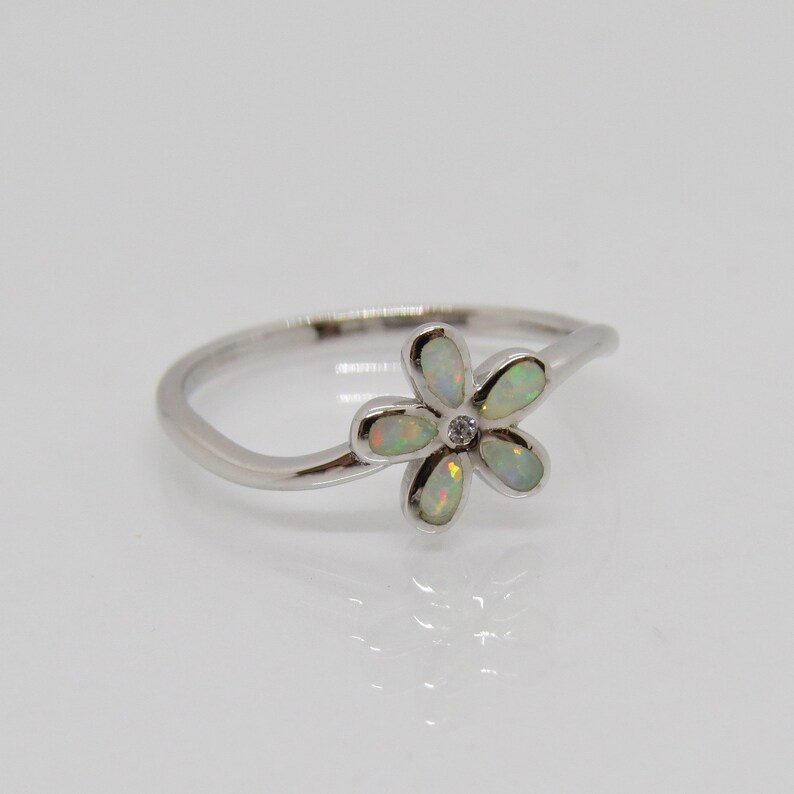 Vintage Sterling Silver Fire Opal & White Topaz Flower Ring Size 7 - Etsy
