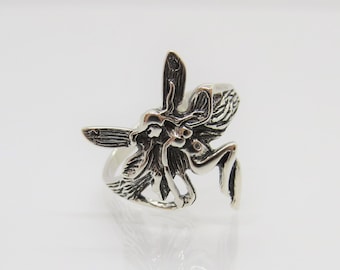 Vintage Sterling Silver Fairy Ring Size 10