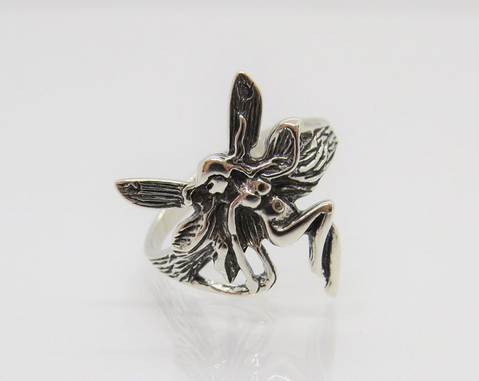 Vintage Sterling Silver Fairy Ring Size 10
