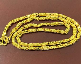 Vintage 24K 980 Solid Pure Gold Flexible Chain Link Necklace 21'' 40grams.