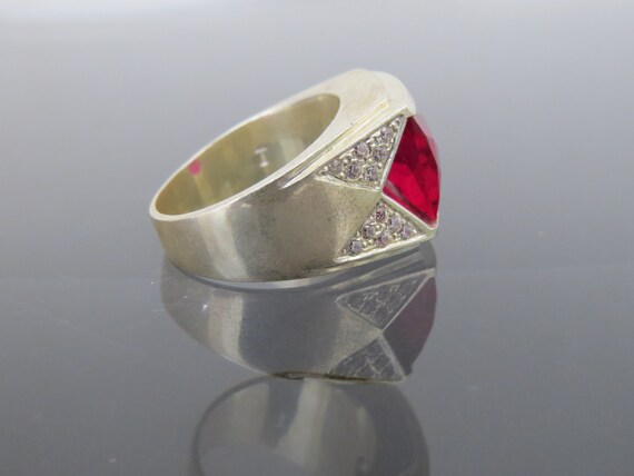 Vintage Sterling Silver Faceted Ruby & White Topa… - image 5