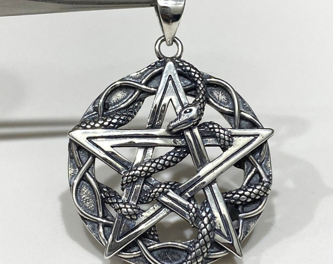 Sterling Silver .925 Snake & Star Pendant.
