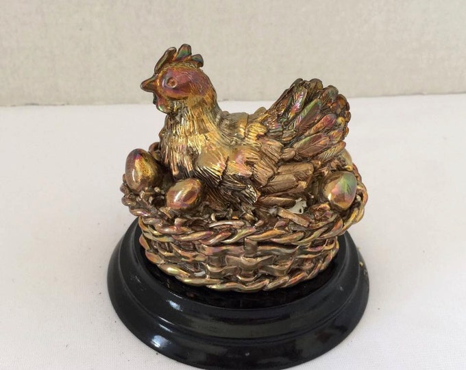 Vintage Made in Greece 999. Chicken & Eggs Miniature paperweight