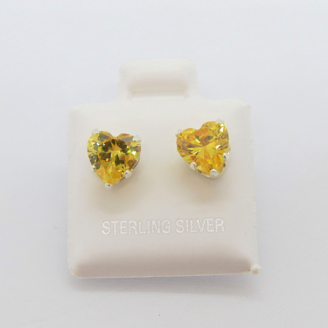 BOUCLES D'OREILLES CITRINE ARGENT 925 - Pierres Rondes 7mm, Clous élégants