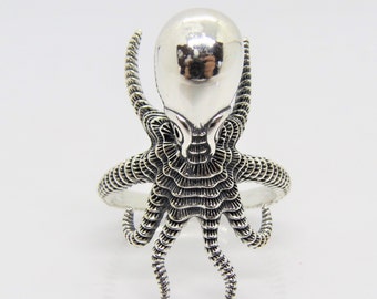 Sterling Silver Octopus Ring Size 8