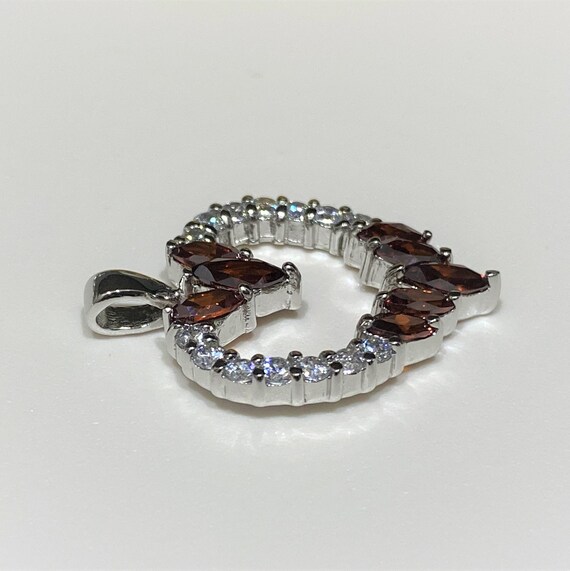 Vintage Sterling Silver Garnet & White Topaz Hear… - image 4