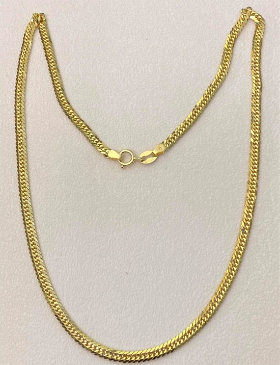 Vintage 14K Solid Yellow Gold Cuban Link Chain Ne… - image 3