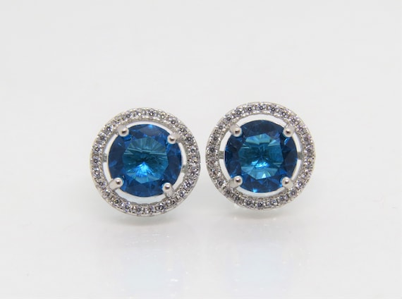 Vintage Sterling Silver London Blue Topaz & White… - image 2